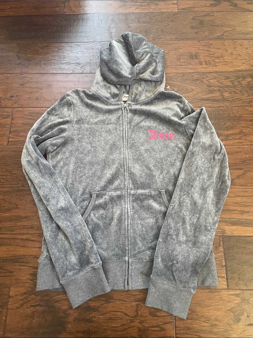 Juicy couture grey Velour Scotty dog zip up Y2K hoodie